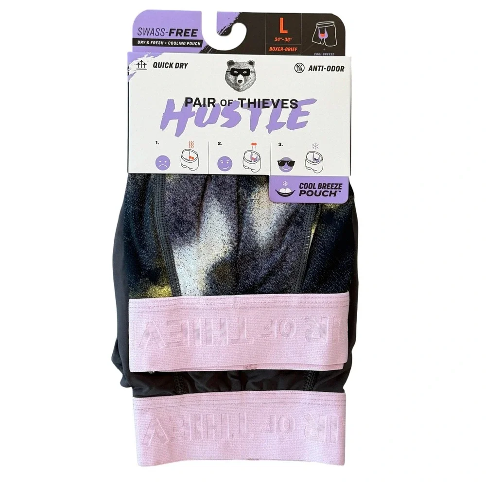Pair of Thieves Hustle Boxer Briefs Mens Large Tie-Dye/Grey (2) Pack **NEW**
